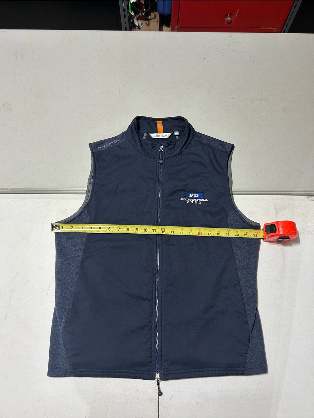 Peter Millar Men’s Vest Size Large Blue Performance Flannel Full Zip Golf